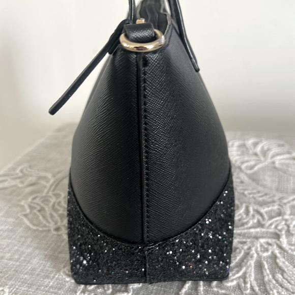 Kate Spade NY Black Greta Court Glitter & Staffiano Satchel Bag - Picture 3 of 16